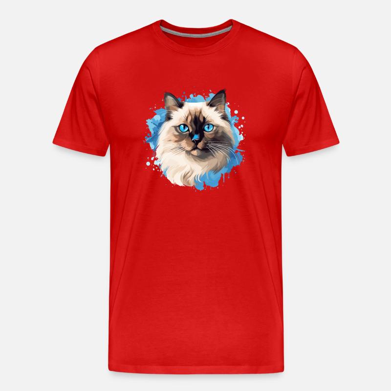 Birman Cat Birma Katze - Männer Premium Bio T-Shirt - Rot