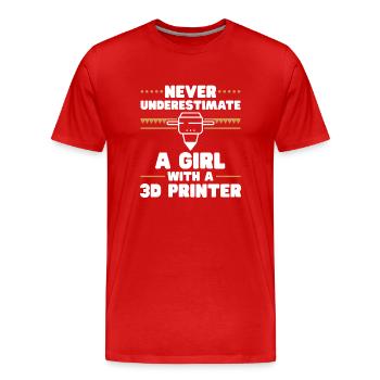 Imprimante 3D Impression 3D - T-shirt bio Premium Homme - rouge - Devant - Damien (186cm)