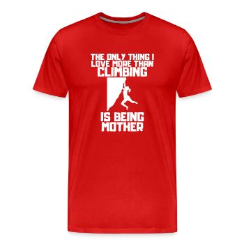 Climbing, Climber, Mountain Climbing, Mountain Mountaineering - Men's Premium Organic T-Shirt - red - Front - Damien (186cm)
