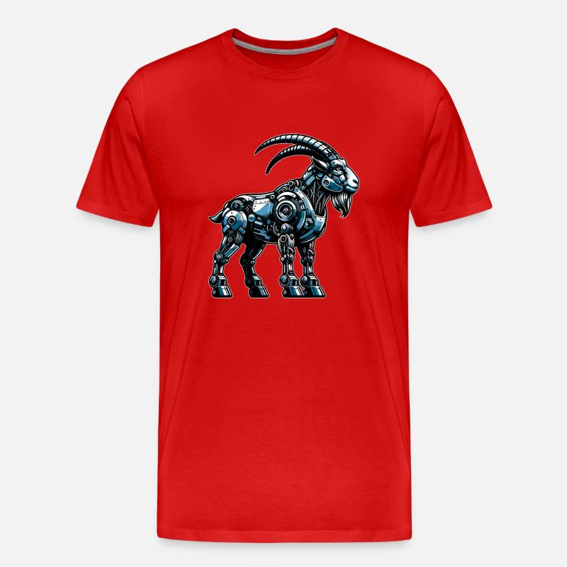 Ziege Roboter, Roboziege, Roboter-Ziege - Männer Premium Bio T-Shirt - Rot