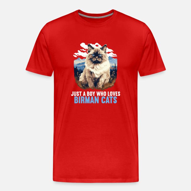 Birman Cat Birma Katze - Männer Premium Bio T-Shirt - Rot