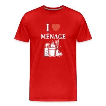 Humour faire le ménage - T-shirt bio Premium Homme - rouge - Devant - Damien (186cm)