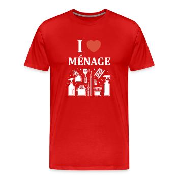 Humou ménage - T-shirt bio Premium Homme - rouge - Devant - Damien (186cm)