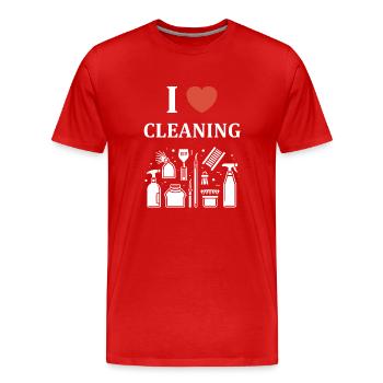 Humour faire le ménage - T-shirt bio Premium Homme - rouge - Devant - Damien (186cm)