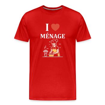 Humour faire le ménage - T-shirt bio Premium Homme - rouge - Devant - Damien (186cm)