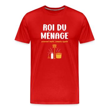 Humour faire le ménage - T-shirt bio Premium Homme - rouge - Devant - Damien (186cm)