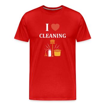 Humour faire le ménage - T-shirt bio Premium Homme - rouge - Devant - Damien (186cm)
