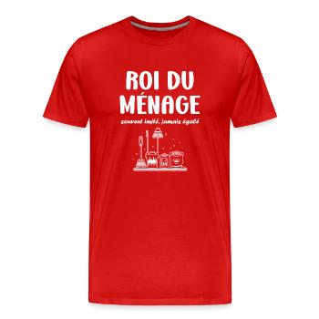 Humour faire le ménage - T-shirt bio Premium Homme - rouge - Devant - Damien (186cm)