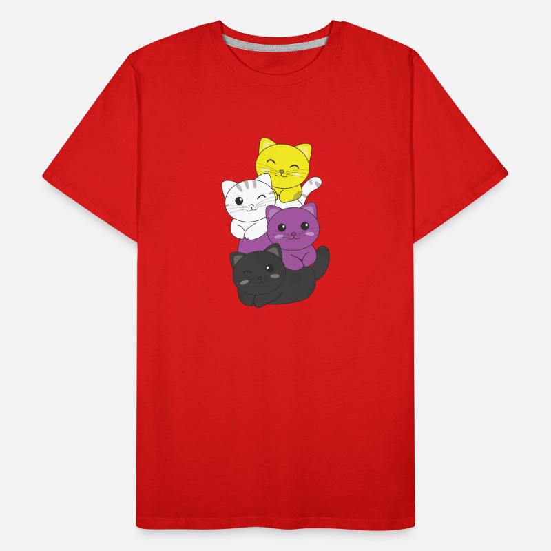 Nonbinary Flag Non Binary Pride LGBTQ Cute Cat Men's Premium Organic T-Shirt