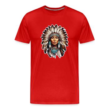 Indianer - Indianer - USA - Männer Premium Bio T-Shirt - Rot - Vorne - Damien (186cm)