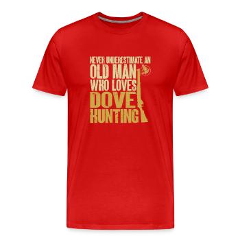Pigeon Hunter, Pigeon Hunting, Pigeons - Men's Premium Organic T-Shirt - red - Front - Damien (186cm)