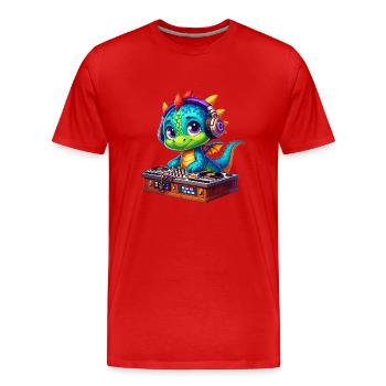 Dragon DJ, Disc Jockey, Disc Jockey ou Disc Jockey - T-shirt bio Premium Homme - rouge - Devant - Damien (186cm)