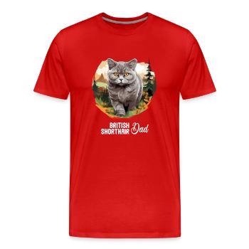 Cat Cats British Shorthair British Shorthair - Men's Premium Organic T-Shirt - red - Front - Damien (186cm)