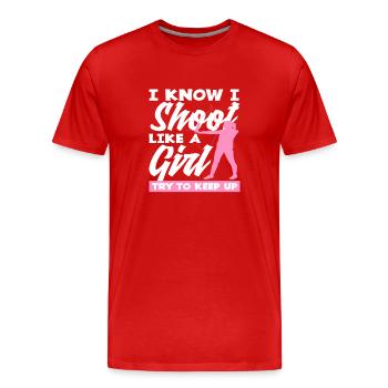 Bow Archery Girl - Men's Premium Organic T-Shirt - red - Front - Damien (186cm)