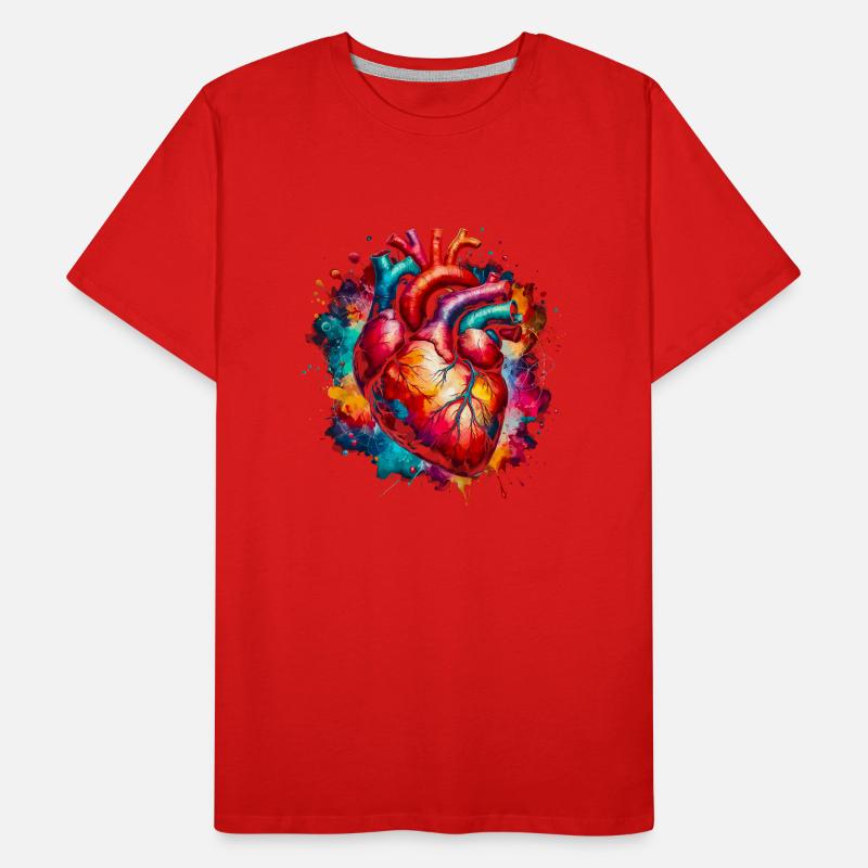 Anatomisches Herz mit Kleeblättern Männer Premium Bio T-Shirt
