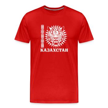 Kasachstan Herkunft National Schneeleopard - Männer Premium Bio T-Shirt - Rot - Vorne - Damien (186cm)