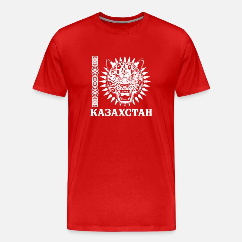 Kasachstan Herkunft National Schneeleopard - Männer Premium Bio T-Shirt - Rot