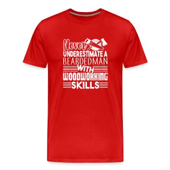 Woodworking Beardedman With Woodworking Skills - Men's Premium Organic T-Shirt - red - Front - Damien (186cm)