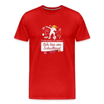 Je suis un écolier David - T-shirt bio Premium Homme - rouge - Devant - Damien (186cm)