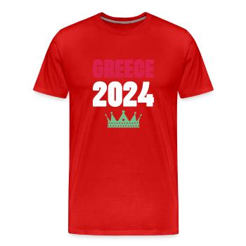 Jours fériés Grèce 2024 - T-shirt bio Premium Homme - rouge - Devant - Damien (186cm)