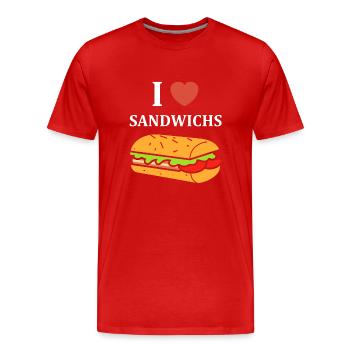 Humour sandwich - T-shirt bio Premium Homme - rouge - Devant - Damien (186cm)