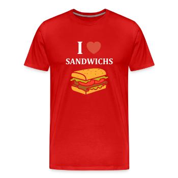Humour sandwich - T-shirt bio Premium Homme - rouge - Devant - Damien (186cm)