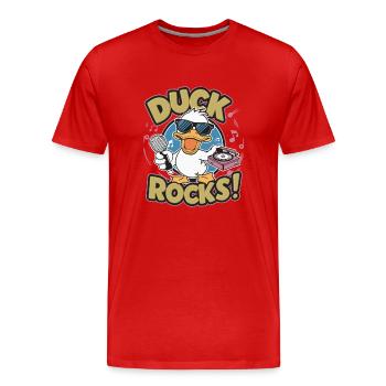 ROCHERS DE CANARD - T-shirt bio Premium Homme - rouge - Devant - Damien (186cm)
