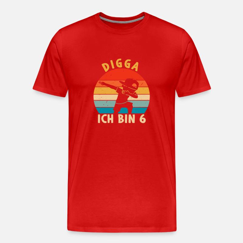 Digga Ich bin 6 - Männer Premium Bio T-Shirt - Rot