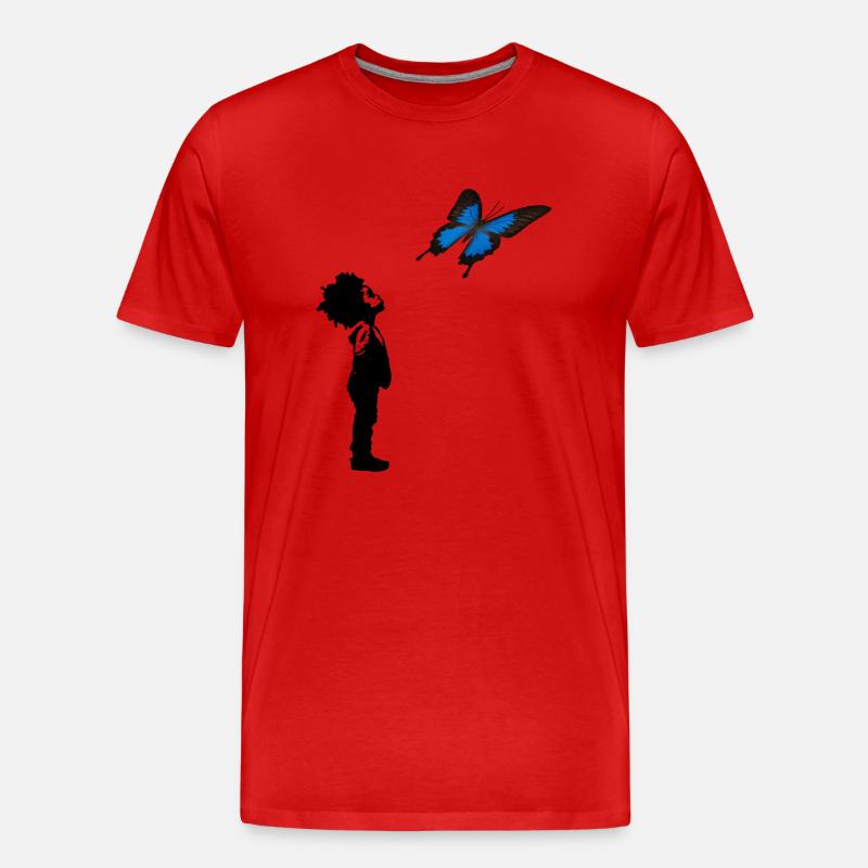 Der Junge und der Schmetterling - Männer Premium Bio T-Shirt - Rot