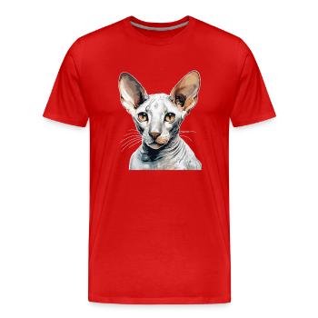 Cornish Rex Kätzchen Cornish Rex Katze - Männer Premium Bio T-Shirt - Rot - Vorne - Damien (186cm)