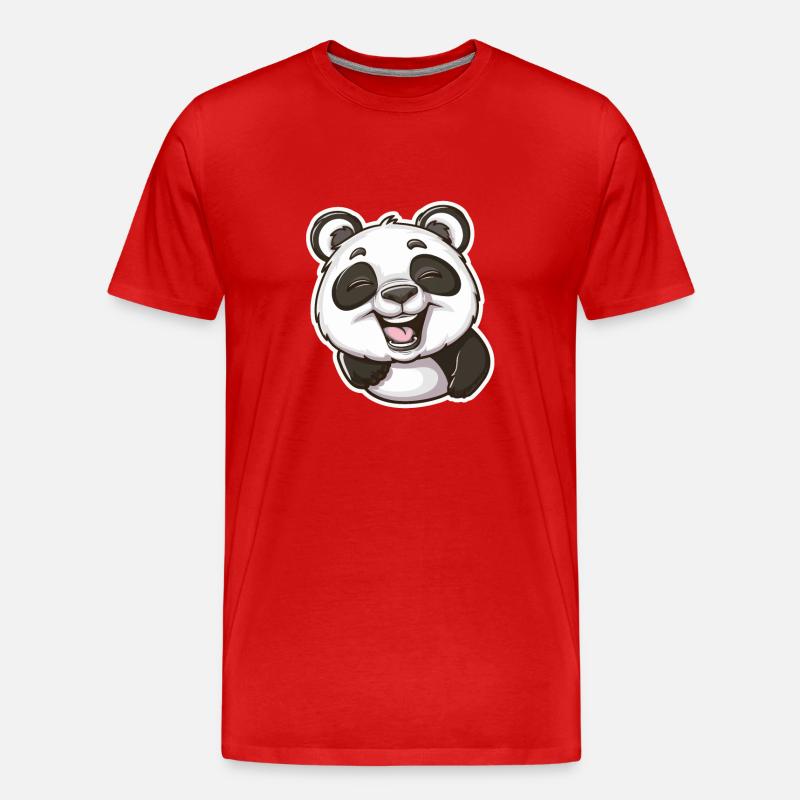 Exuberant Panda Buddy Sticker - Männer Premium Bio T-Shirt - Rot