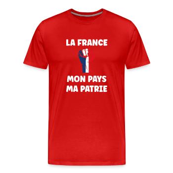 patriote la france mon pays ma patrie - T-shirt bio Premium Homme - rouge - Devant - Damien (186cm)