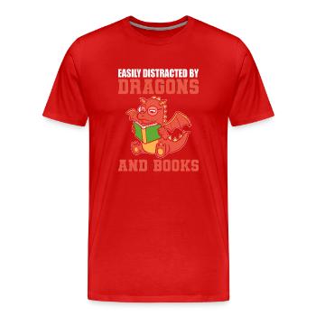 Easily Distracted By Dragons & Books Buchautor - Männer Premium Bio T-Shirt - Rot - Vorne - Damien (186cm)