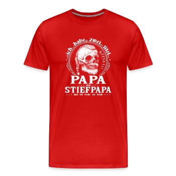 Ich habe zwei Titel: Papa und Stiefpapa - - Männer Premium Bio T-Shirt - Rot - Vorne - Damien (186cm)