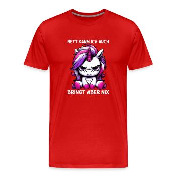 Sympa je peux aussi apporter mais rien n’apporte - T-shirt bio Premium Homme - rouge - Devant - Damien (186cm)