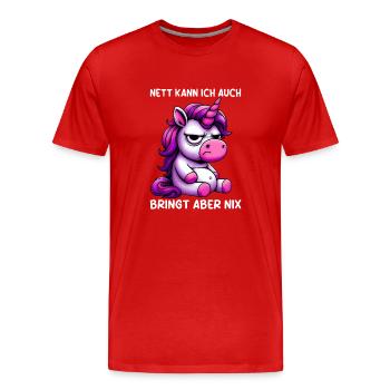 Sympa je peux aussi apporter mais rien n’apporte - T-shirt bio Premium Homme - rouge - Devant - Damien (186cm)