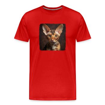Cornish Rex Kätzchen Cornish Rex Katze - Männer Premium Bio T-Shirt - Rot - Vorne - Damien (186cm)