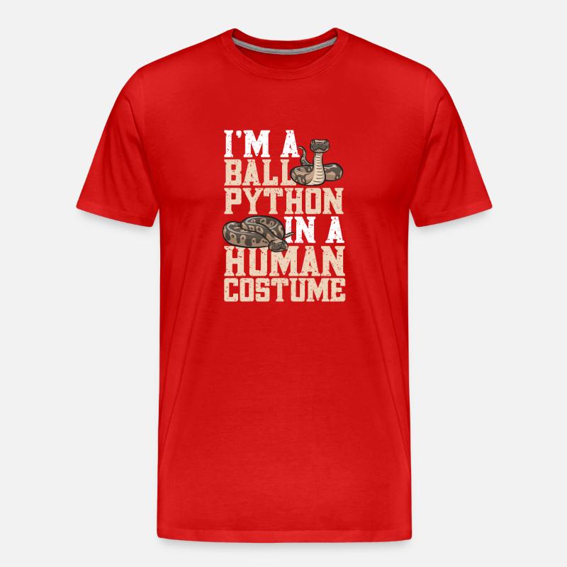 Ball Python Schlange Königspython - Männer Premium Bio T-Shirt - Rot