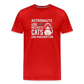 Chat, Astronaute, Astronomie, Système Solaire Externe - T-shirt bio Premium Homme - rouge - Devant - Damien (186cm)