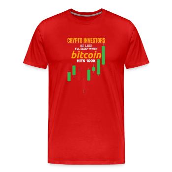 Les investisseurs en crypto-monnaies se disent : je dormirai quand le bitcoin - T-shirt bio Premium Homme - rouge - Devant - Damien (186cm)