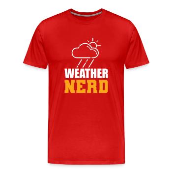 Weather Nerd Klimaforscher - Männer Premium Bio T-Shirt - Rot - Vorne - Damien (186cm)