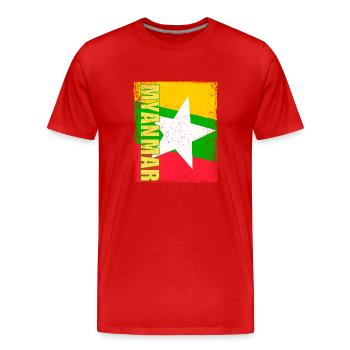 Burmesisch Myanmar Asien Birma Flagge Reise - Männer Premium Bio T-Shirt - Rot - Vorne - Damien (186cm)