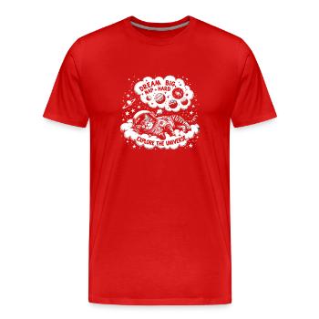 Cat, Astronaut, Astronomy, Outer Solar System - Men's Premium Organic T-Shirt - red - Front - Damien (186cm)