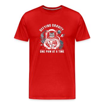 Chat, Astronaute, Astronomie, Système Solaire Externe - T-shirt bio Premium Homme - rouge - Devant - Damien (186cm)