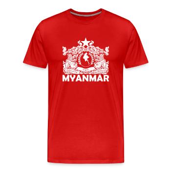 Burma Asien Myanmar Flagge Bamar Urlaub - Männer Premium Bio T-Shirt - Rot - Vorne - Damien (186cm)