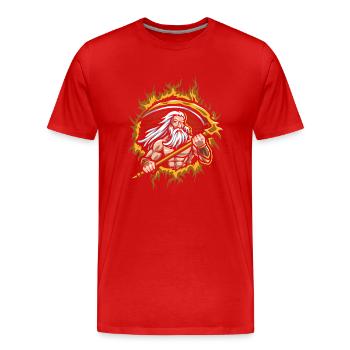 Uranus Dieu avec fond de feu en demi-teinte - T-shirt bio Premium Homme - rouge - Devant - Damien (186cm)
