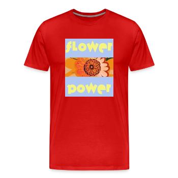 Blauer Himmel: Flower Power mit Orangenblüten - Männer Premium Bio T-Shirt - Rot - Vorne - Damien (186cm)
