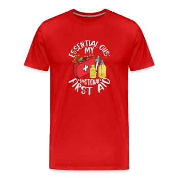 Huiles essentielles : Mes premiers soins émotionnels Natural Hea - T-shirt bio Premium Homme - rouge - Devant - Damien (186cm)