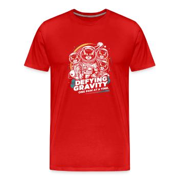 Chat, Astronaute, Astronomie, Système Solaire Externe - T-shirt bio Premium Homme - rouge - Devant - Damien (186cm)