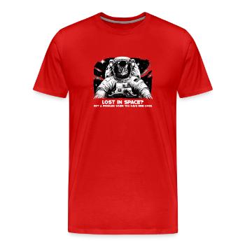 Chat, Astronaute, Astronomie, Système Solaire Externe - T-shirt bio Premium Homme - rouge - Devant - Damien (186cm)